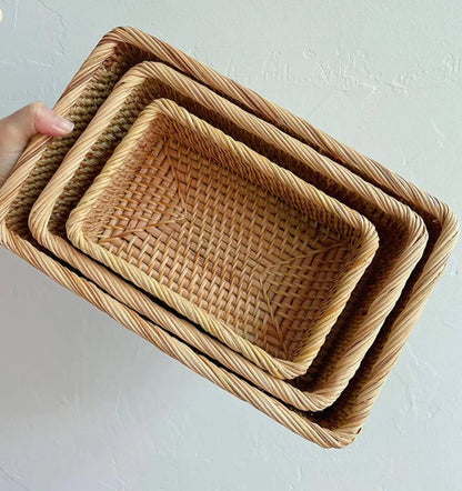 Handmade Rattan Tray Basket